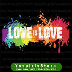 Gay Pride Love is Love LGBT Rainbow Flag Colors Splash Digital Download File, PNG File, PSD file, Dowload Png File
