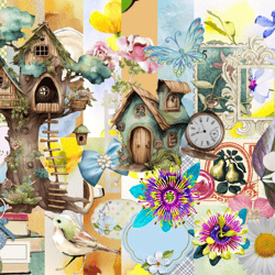 digital scrapbooking set: tree house, 82 elements