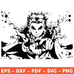 kyojuro rengoku svg, kimetsu no yaiba svg, demon slayer svg, anime svg, eps, svg, png - download  file
