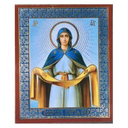 Orthodox Icon of the Theotokos the Holy Protection | Handmade Russian icon  | Size: 2,5" x 3,5"