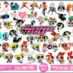powerpuff girls png bundle, cartoon png bundle, 4 pack powerpuff image