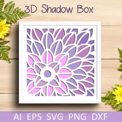 3d flower shadow box for cut, Floral layered paper cut svg, dxf for cricut and silhouette
