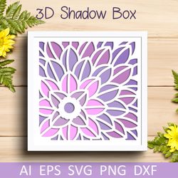 3d flower shadow box for cut, floral layered paper cut svg, dxf for cricut and silhouette