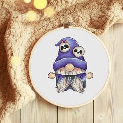 spooky gnome cross stitch pattern, halloween gnome cross stitch chart, quote cross stitch, halloween cross stitch pdf