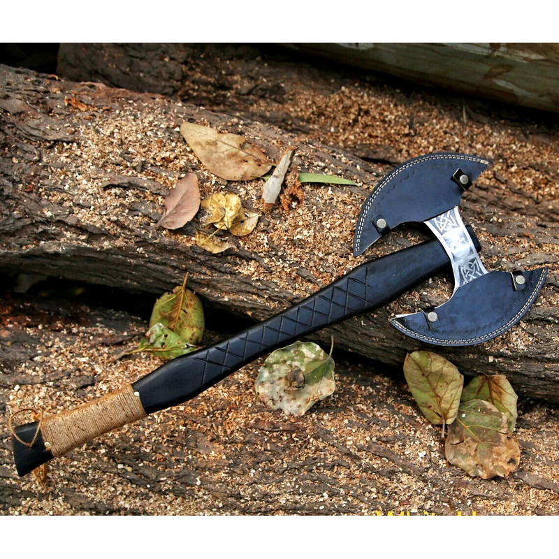 Double Blade Viking Axe Double Headed Viking Axe, Battle Axe, Hand Forged Steel 2.png