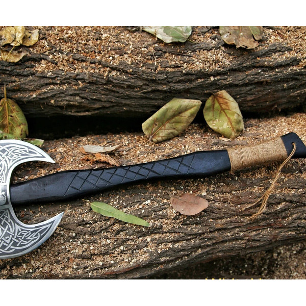 Double Blade Viking Axe Double Headed Viking Axe, Battle Axe, Hand Forged Steel 3.png