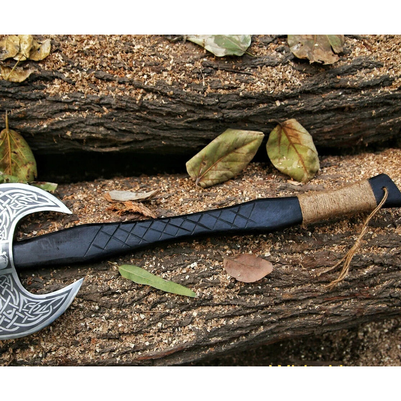 Double Blade Viking Axe Double Headed Viking Axe, Battle Axe, Hand Forged Steel 3.png