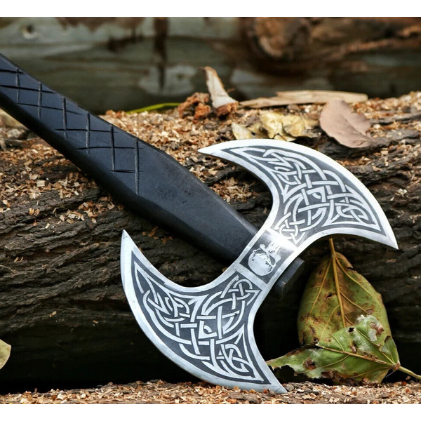 Double Blade Viking Axe Double Headed Viking Axe, Battle Axe, Hand Forged Steel 4.png