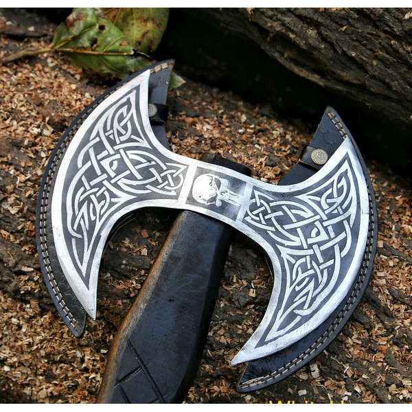 Double Blade Viking Axe Double Headed Viking Axe, Battle Axe, Hand Forged Steel 5.png