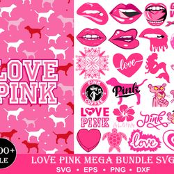 love pink, love pink svg bundle, love pink clip art bundle, love pink, pink nation, love pink dog, svg, svg, png, dxf, e