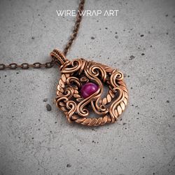 copper wire pendant this natural agate unique wire wrapped gemstone necklace gift for yourself handmade copper jewelry