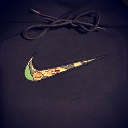 kakashi nike embroidered crewneck, naruto embroidered sweatshirt, inspired embroidered manga anime hoodie
