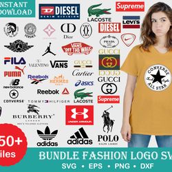 fashion brands bundle svg, 150 files fashion brands svg eps png, for cricut, silhouette, digital, file cut
