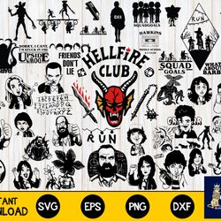 220 file mega bundle stranger things svg eps png,bundle hellfire club for cricut, silhouette, digital, file cut