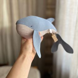 whale toy textile baby for kid gift mum natural material newborn sea handmade