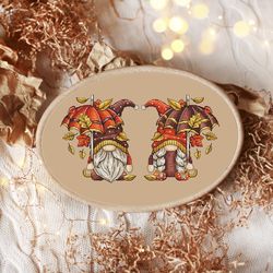 gnomes fall cross stitch pattern, gnome boy cross stitch, gnome girl cross stitch chart, fall cross stitch, digital pdf