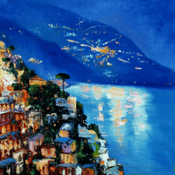 Amalfi Coast Painting Italy Original Art Sea Painting Impressionist Art Impasto Artwork 20"x20" by KseniaDeArtGallery
