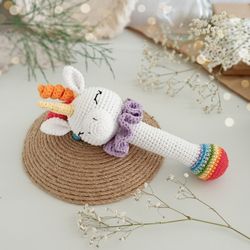 Unicorn crochet pattern, amigurumi rattle pattern, easy crochet unicorn pattern, crochet tutorial, amigurumi DIY