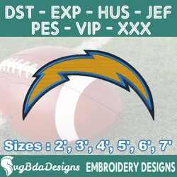 Los Angeles Chargers Machine Embroidery Design, 6 Sizes Embroidery Machine Designs, NFL Embroidery, Football Embroidery
