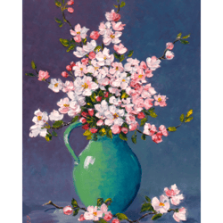 Sakura Painting Flowers Painting Original Art Impressionist Art Impasto Artwork Floral Painting 16"x12" by Ksenia De