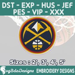 denver nuggets machine embroidery design, 4 sizes embroidery machine designs, nba embroidery, basketball embroidery