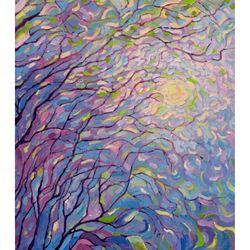 Sun Painting Spring Original Art Impressionist Art Impasto Painting Trees Artwork 24"x20" by KseniaDeArtGallery