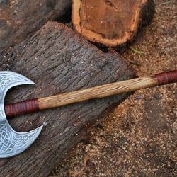 double headed vikings axe, custom handmade double handed axe, forged axe, handmade forged vikings axe
