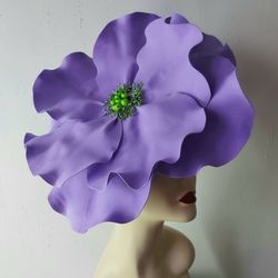 Violet flower Kentucky Derby Hat, Bridal fascinator, Wedding Accessory, Cocktail hat, Church hat, Retro headband,