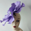 Violet flower Derby fascinator, Wedding fashion headpiece, Cocktail hat, Church hat, Melbourne cup hats.jpg