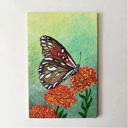 Acrylic Painting Butterfly Artwork - Small Wall Decor Art