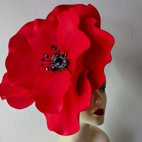 Red flower Fascinator Kentucky Derby Hat.jpg