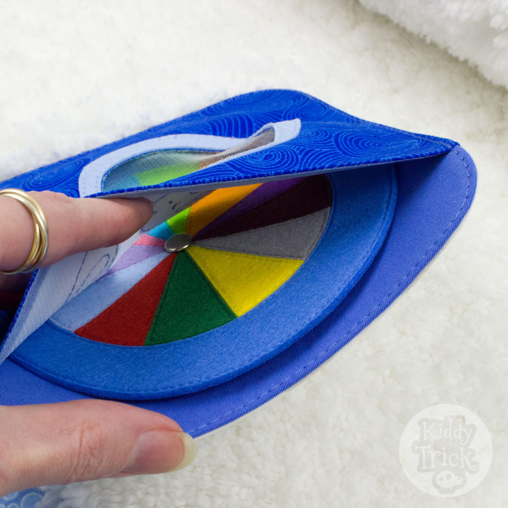 quiet book page with spinning disk