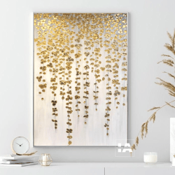 Gold Abstract Painting Original Art Floral Painting Gold Home Decor Gold Leaf Painting Twigs Art Textured Painting