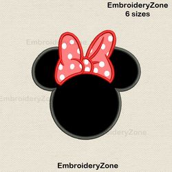 Head  Minnie mouse with bow machine embroidery design applique, Minnie mouse embroidery pattern silhouette Minnie mouse