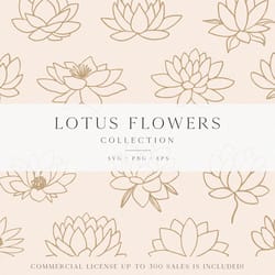 lotus flower clipart, lotus svg, vector clipart, lotus png, floral svg, cut file, yoga flower, handdrawn illustration