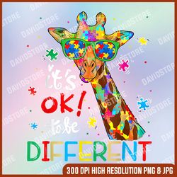 it's ok to be different png, autism puzzle giraffe png, giraffe png, puzzle png, autism png, autism awareness png