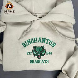 Binghamton Bearcats Embroidered Sweatshirt, NCAA Embroidered Shirt, Embroidered Hoodie, Unisex T-Shirt