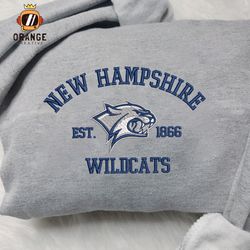 New Hampshire Wildcats Embroidered Sweatshirt, NCAA Embroidered Shirt, Embroidered Hoodie, Unisex T-Shirt