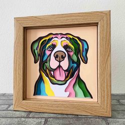 Dog 3D Layered SVG For Cardstock/ Colorful Rottweiler Multilayer SVG/ 3D Dog Pop Art/ Dog Papercraft SVG/ Pet Memorial
