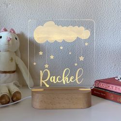 personalized kids and baby night light, cloud custom name night light, montessori toddler
