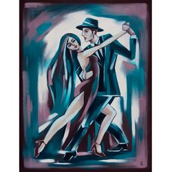Dance Painting Tango Original Art Romantic Artwork Oil Canvas 32 by 24 inch ARTbyAnnaSt