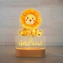 Personalized Baby Animal LED USB Night Light Custom Name Acrylic Lamp for Baby Kids Children Bedroom Home Decoration