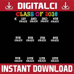 class of 2036 senior 2036 grow with me chacklist graduation last day of school png sublimation design
