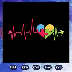 autism heartbeat, jigsaw heart svg, autism awareness, heartbeat svg, heart gift, heart shirt, for silhouette, files for
