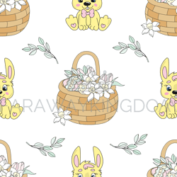 NARCISSUS BOUQUET Easter Vector Illustration Seamless Pattern