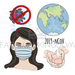 ncov in mask coronavirus health earth human epidemic vector set