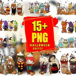 15  halloween coffee png bundle, halloween png, halloween boo, coffee png, boo coffee halloween png digital download