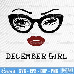 december girl svg, woman with glasses svg printable, girl with bandana design, blink eyes png, december svg