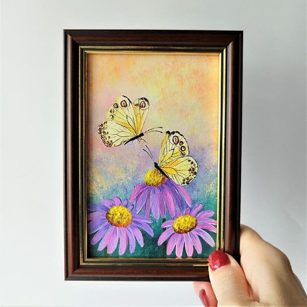Small-acrylic-painting-yellow-butterflies-insect-artwork-wall-decor.jpg