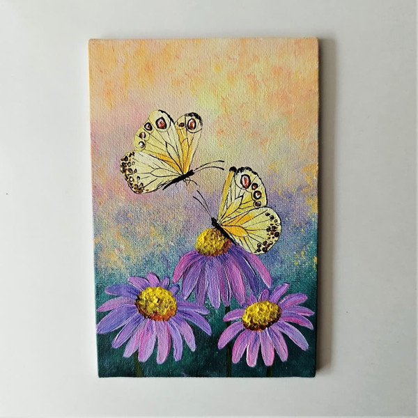 Two-yellow-butterflies-and-daisies-acrylic-painting-small-wall-art-decor.jpg
